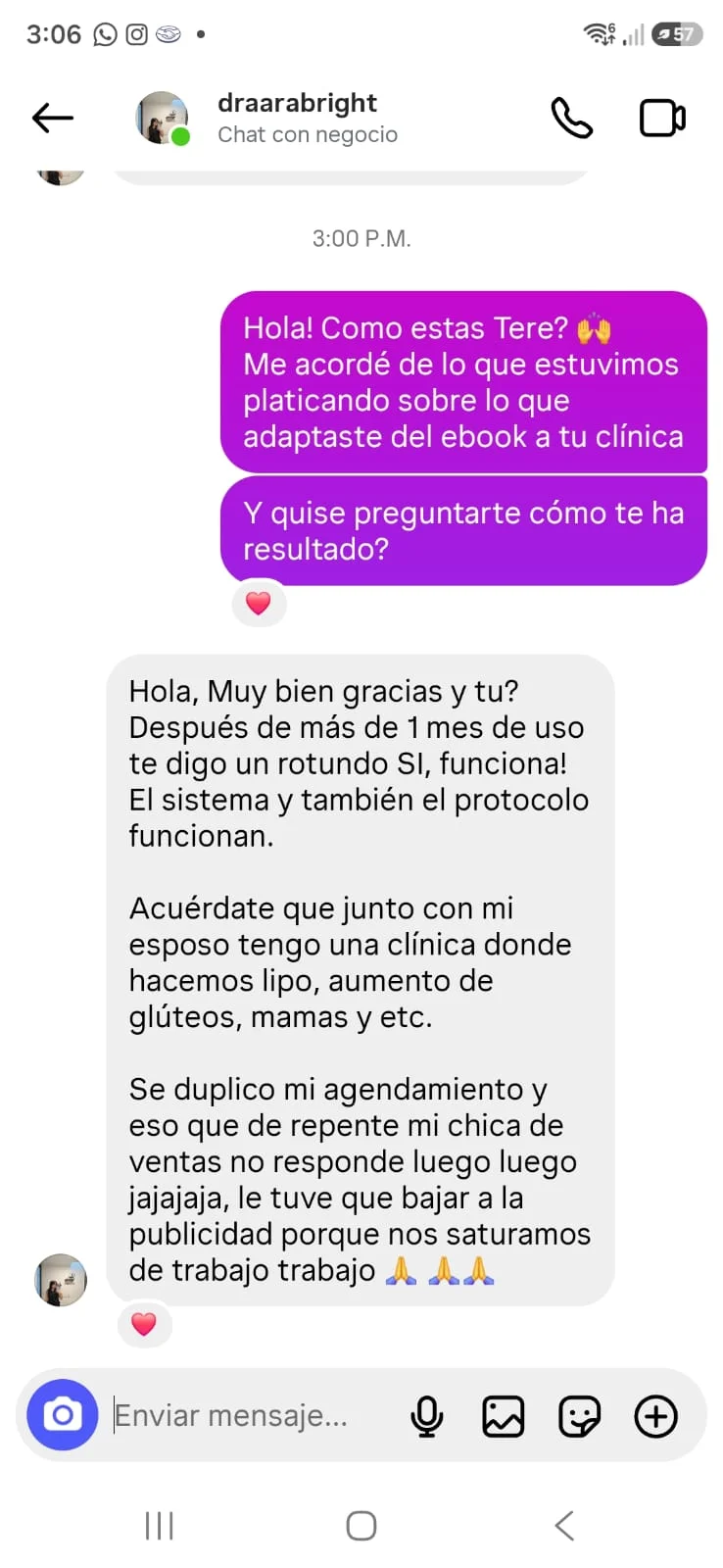 Testimonio de clínica de procedimientos corporales: se duplicó el agendamiento